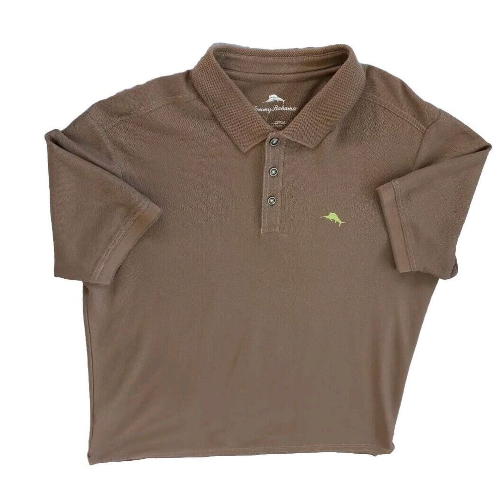 Tommy Bahama Men Large Summer Supima Cotton Short Sleeve Buttons Embroider Polo
